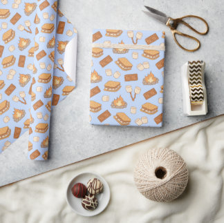 Papel De Presente S'mores Antigo Acampamento Marshmallow Fogueira Ac
