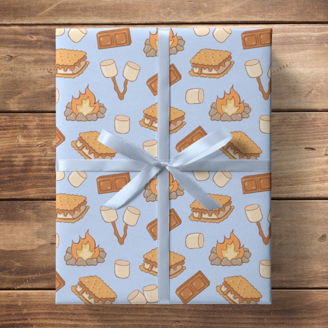 Papel De Presente S'mores Antigo Acampamento Marshmallow Fogueira Ac (Criador carregado)