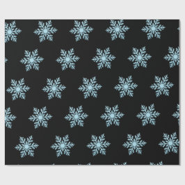 Papel De Presente Snow Flake Wrapping Paper On Black Backing