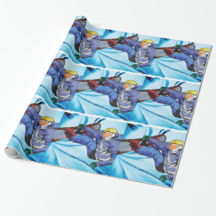 Papel De Presente Snowboarder na tempestade de neve nervosa