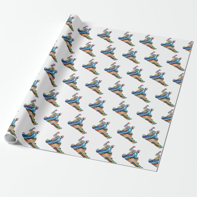 Papel De Presente Snowboarder no Psicodélico Cheetah Pattern (Desenrolado)