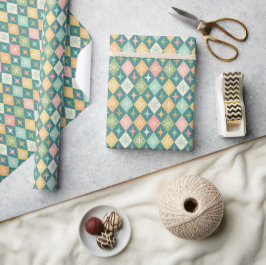 Papel De Presente Snowflake Harlequin MCM Teal