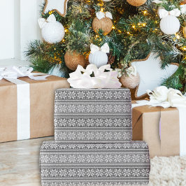 Papel De Presente Snowflake Knit Sweater Padrão Cinza de inverno