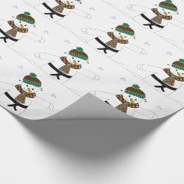 Papel De Presente Snowman a fazer artes marciais