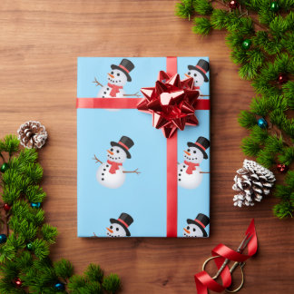 Papel De Presente Snowman Baby Blue Gift Wrapping Paper