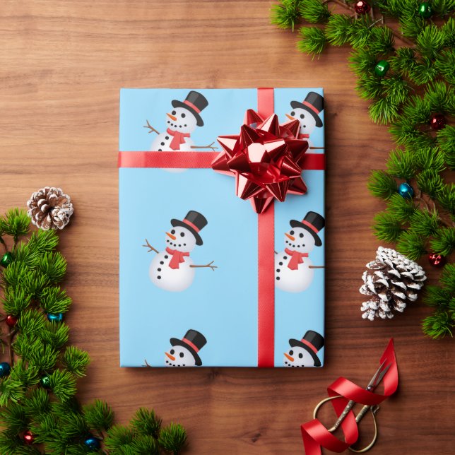 Papel De Presente Snowman Baby Blue Gift Wrapping Paper  (Presente de Natal)