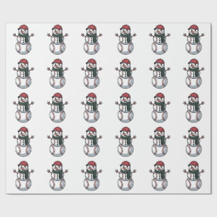 Papel De Presente Snowman Baseball Papais noeis de Natal Baseball Ba
