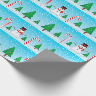 Papel De Presente Snowman & Candy Cane Winter Wonderland