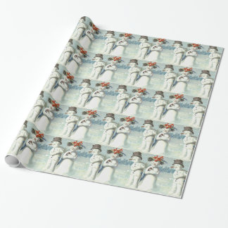 Papel De Presente Snowman Casal Winter Snow Field