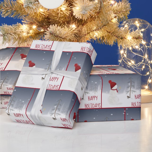 Papel De Presente Snowman Com Estrela De Natal (Feriados)