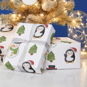 Papel De Presente Snowman de Natal e Pinguim