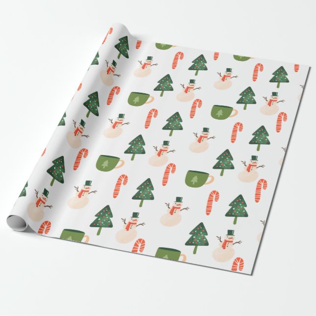Papel De Presente Snowman e Candy Cane (Desenrolado)