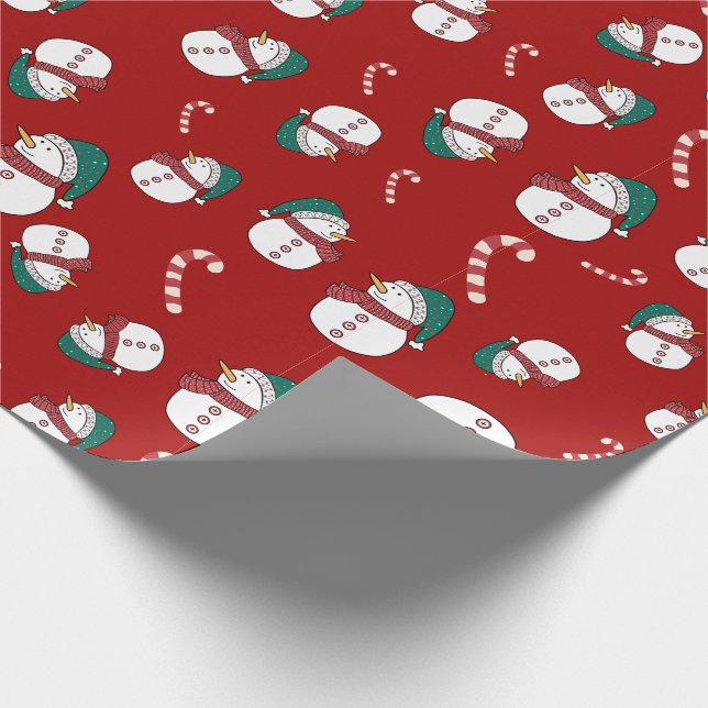 Papel De Presente Snowman e Candy Canes Natal (Ponta)
