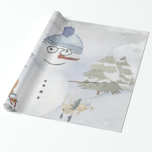 Papel De Presente Snowman e Winter Woodland Amigos