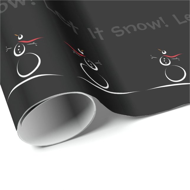Papel De Presente SNOWMAN JOY 'Let It Snow' Custom Text Modelo (Ponta do rolo)