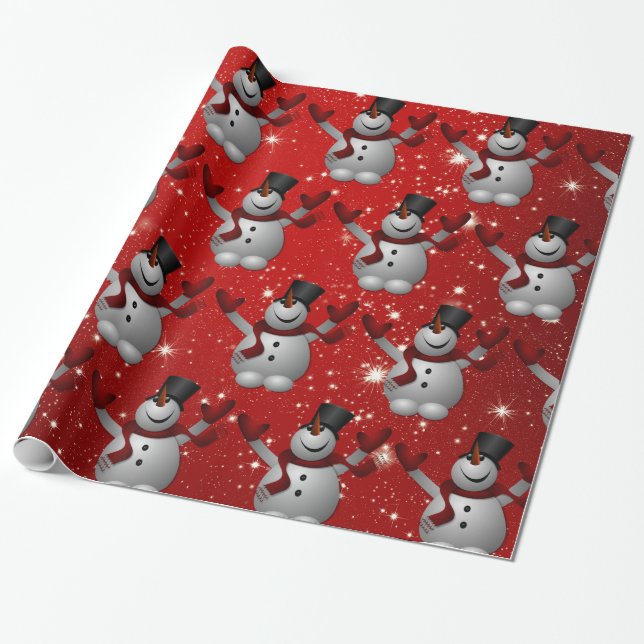 Papel De Presente Snowman Pattern (Desenrolado)