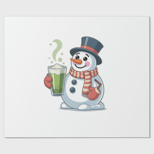 Papel De Presente Snowman Segurando Matcha Beba Pássaros de Natal