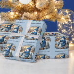Papel De Presente Snowman Starry Night Christmas sobre uma estrela<br><div class="desc">Um pano de fundo azul azul esfomeado com um boneco de neve à noite com o texto "O Natal Deseja Uma Estrela"</div>