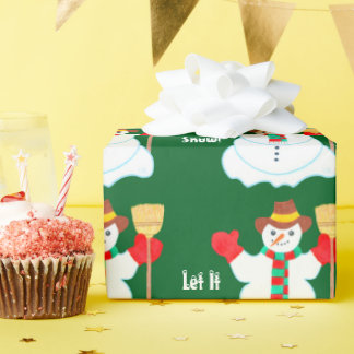 Papel De Presente Snowman With Text