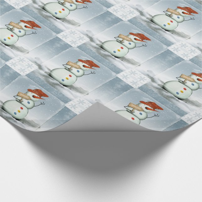Papel De Presente Snowmen e Snowflakes (Ponta)