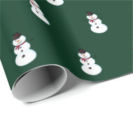 Papel De Presente Snowmen Green Christmas