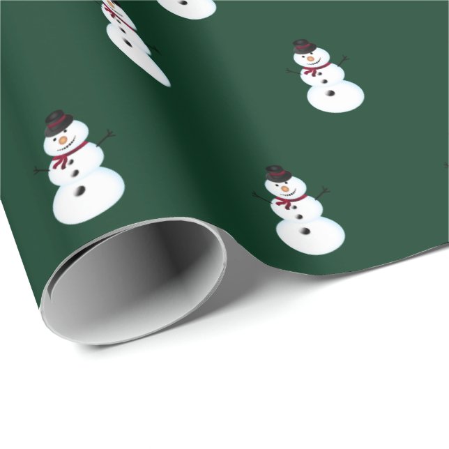 Papel De Presente Snowmen Green Christmas (Ponta do rolo)