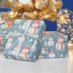 Papel De Presente Snowmen Snowflakes Blue Modern Christmas<br><div class="desc">Adicione um pouco de elegância gelada ao seu feriado, doando com este charmoso papel de embrulho de Natal azul-cinza. O fundo macio e muda fornece uma canvas serena do inverno, mostrando perfeitamente um padrão delicioso de bonitos bonitos bonitos bonitos bonitos chapéus e lenços. Estes bonecos brincalhões trazem um senso de...</div>
