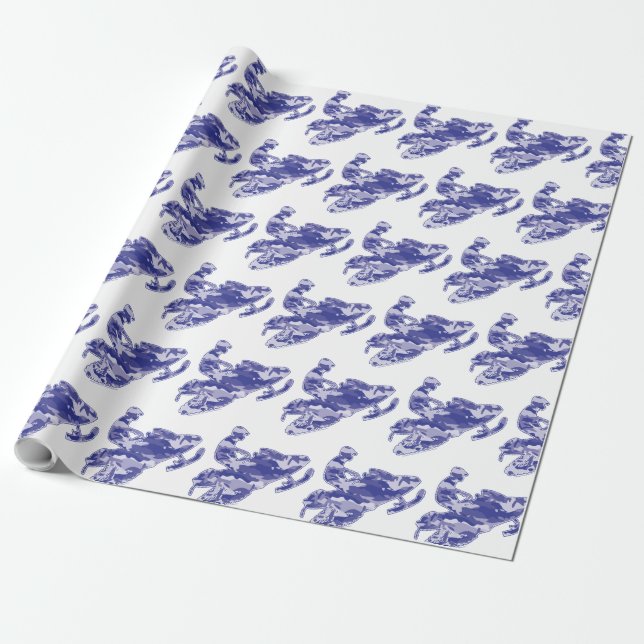 Papel De Presente Snowmobiler de Camouflage Blue (Desenrolado)