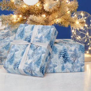 Papel De Presente Snowy Árvores de Natal com prego