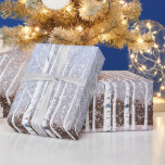 Papel De Presente Snowy Birch Trees Christmas Dusty Blue ID1003<br><div class="desc">Capture a paz do Natal com esta paisagem de inverno nevado de pássaros em uma paleta de cor azul e rosa. Procure ID1003 para ver outras opções de cores e produtos com este design.</div>