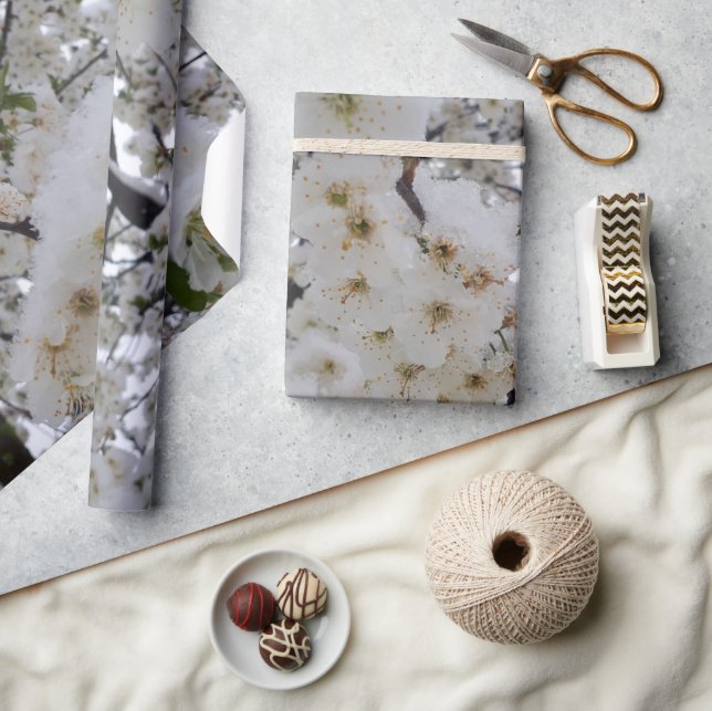 Papel De Presente Snowy Blossom Wrapping Paper (Artesanato)