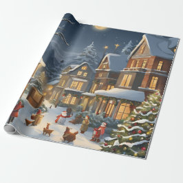 Papel De Presente Snowy Christmas Town