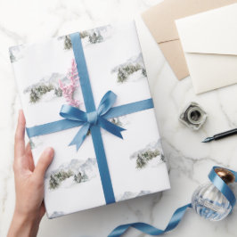 Papel De Presente Snowy Mountain Watercolor Papel de enrolamento de