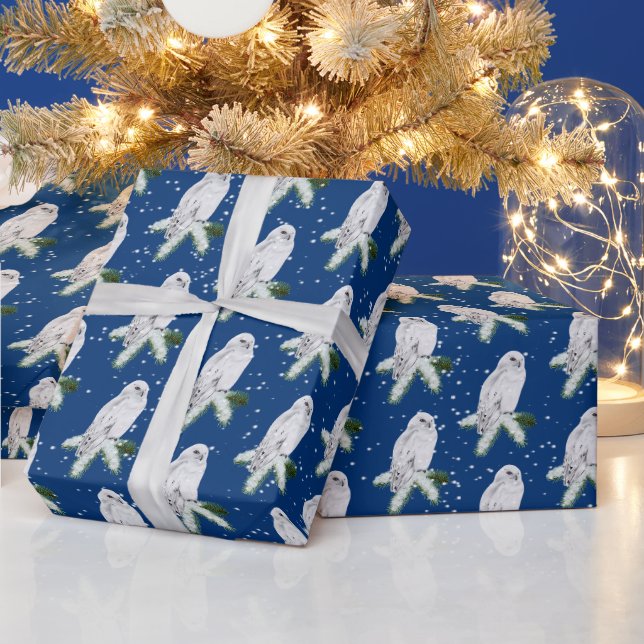 Papel De Presente Snowy Owl No Pine (Feriados)