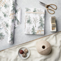 Snowy Winter Trees Joyeux Noel Typografia Dourada
