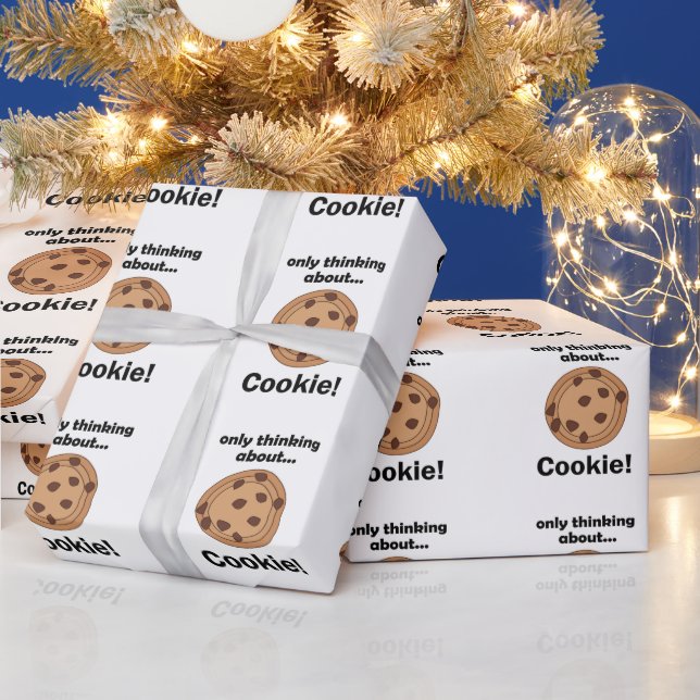 Papel De Presente Só Pensando em Biscoito Citação Divertida de Comid (Feriados)