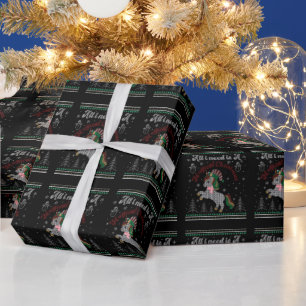 Papel De Presente Só Preciso De Um Natal Mágico, Unicórnio