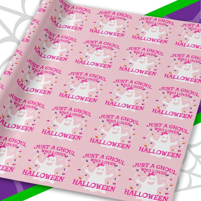 Papel De Presente Só Uma Menina Que Ama Um Fantasma Rosa Bonito De H (Criador carregado)