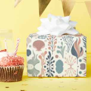 Papel De Presente Sob o Mar Aniversário, Padrão de Sussurros Oceanos