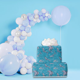 Papel De Presente Sob O Mar Com Festa de aniversário De Golfinhos