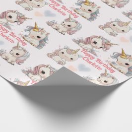 Papel De Presente Sobrecarga de Cuteness Unicórn Adicionar Nome de R