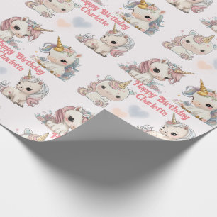 Papel De Presente Sobrecarga de Cuteness Unicórn Adicionar Nome de R