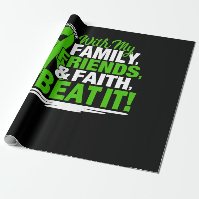 Papel De Presente sobrevivente de câncer Faith Amigos Família Verde  (Desenrolado)