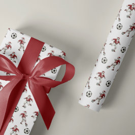 Papel De Presente Soccer Santa Christmas