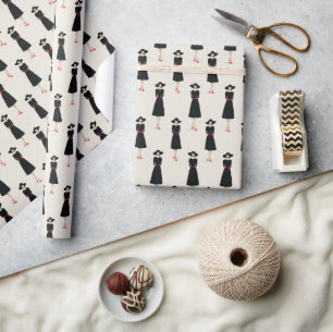 Papel De Presente Sociedade do Vestido Preto Simples Padrão de Moda