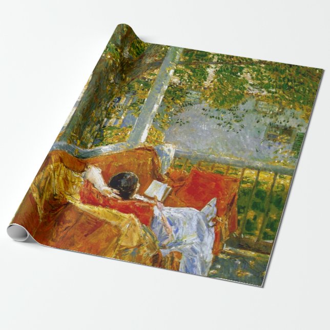 Papel De Presente Sofá no Porch, Cos Cob de Frederick Hassam (Desenrolado)