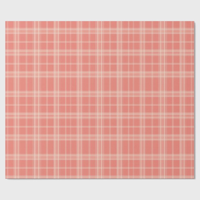Papel De Presente Soft Coral Plaid (Aberto)