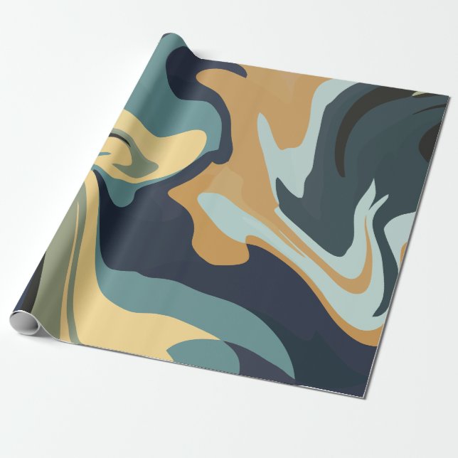 Papel De Presente Soft Earthy Swirls in Calm Tones (Desenrolado)