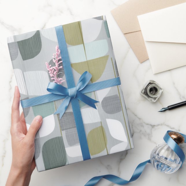 Papel De Presente Soft Grey Sage Balance Abstract Pattern (Presentear)