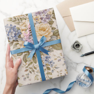 Papel De Presente Soft Ivory Garden Bloom